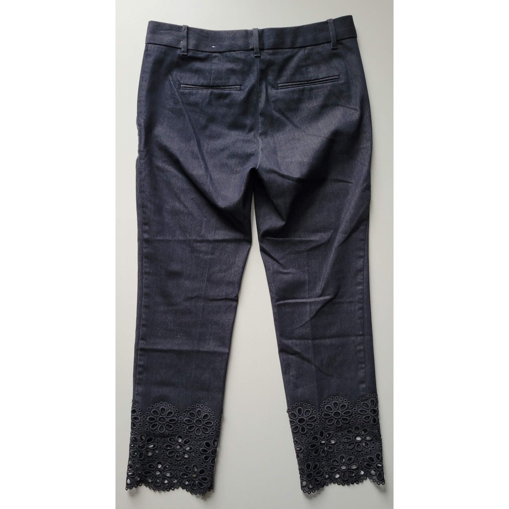 Ann Taylor Black Eyelet Lace Ankle Crop Trouser Pants - Picture 2 of 8